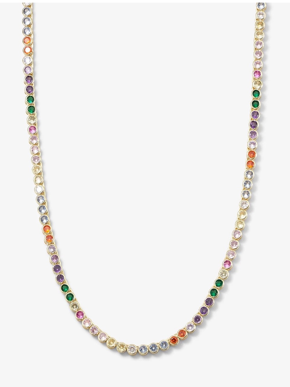 🌈 Melinda Maria Gold Multicolor Tennis Necklace- 3mm 🌈